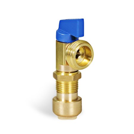 EVERFLOW Washing Machine Replacement Valve 1/2" Push-Fit Inlet x 3/4" MHT Outlet, Brass, For Cold Water Supply 541U